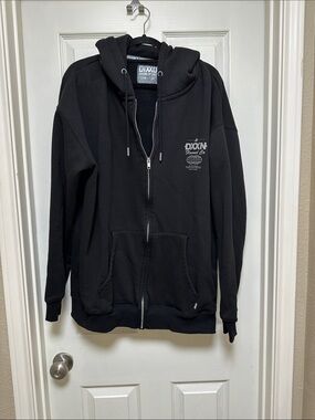 DIXXON Black Full-Zip Hoodie with Small Chest Logo